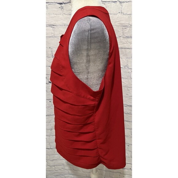 Women's Size 2 Large Chico's Red Layered Ruffle Sleeveless 1/2 Button Tank top - Picture 3 of 7